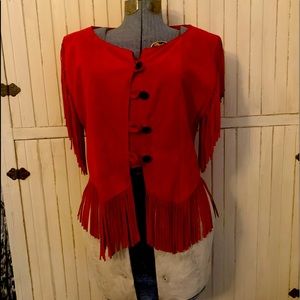 Suede leather fringed vest